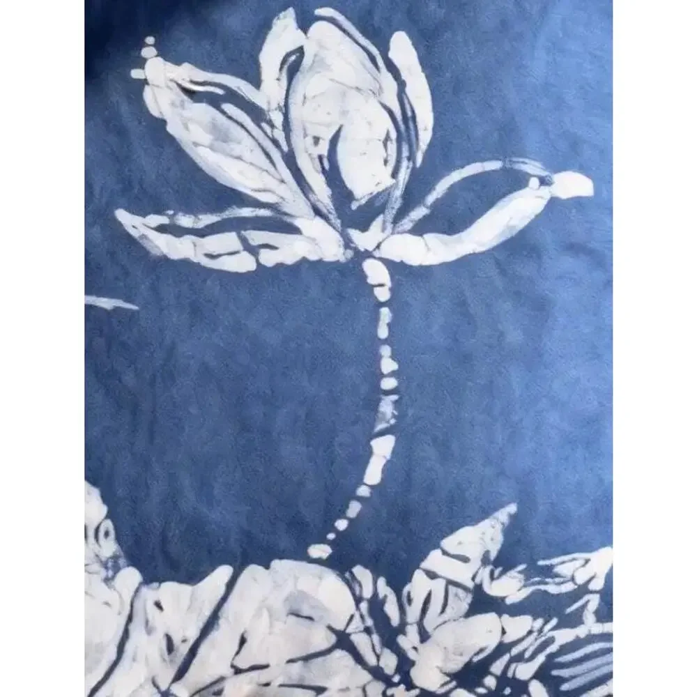 Handmade Lotus Pillow Cover | Indigo Batik Throw Pillow Cover